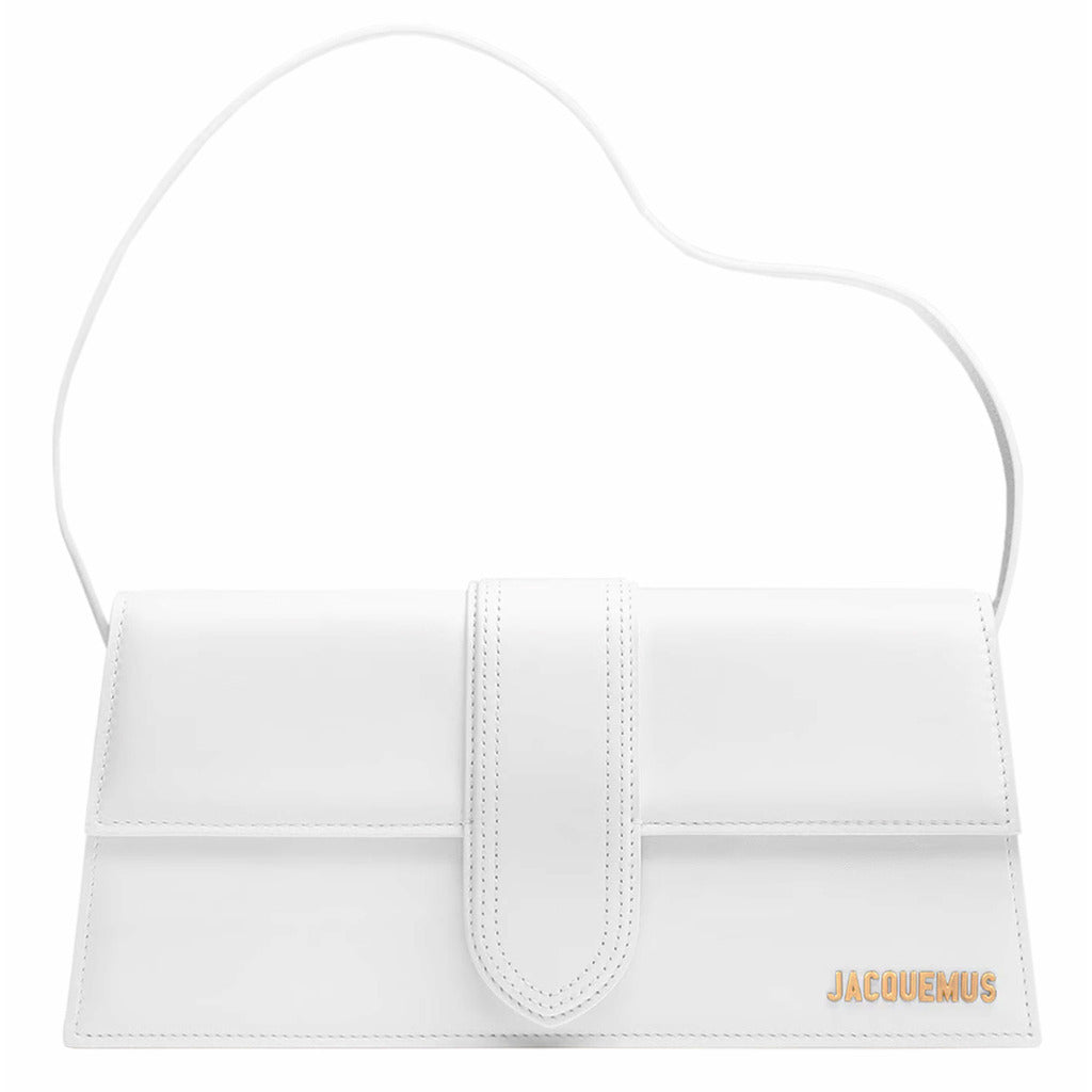 Jacquemus – Le Bambino Long white calfskin shoulder bag – front view with logo