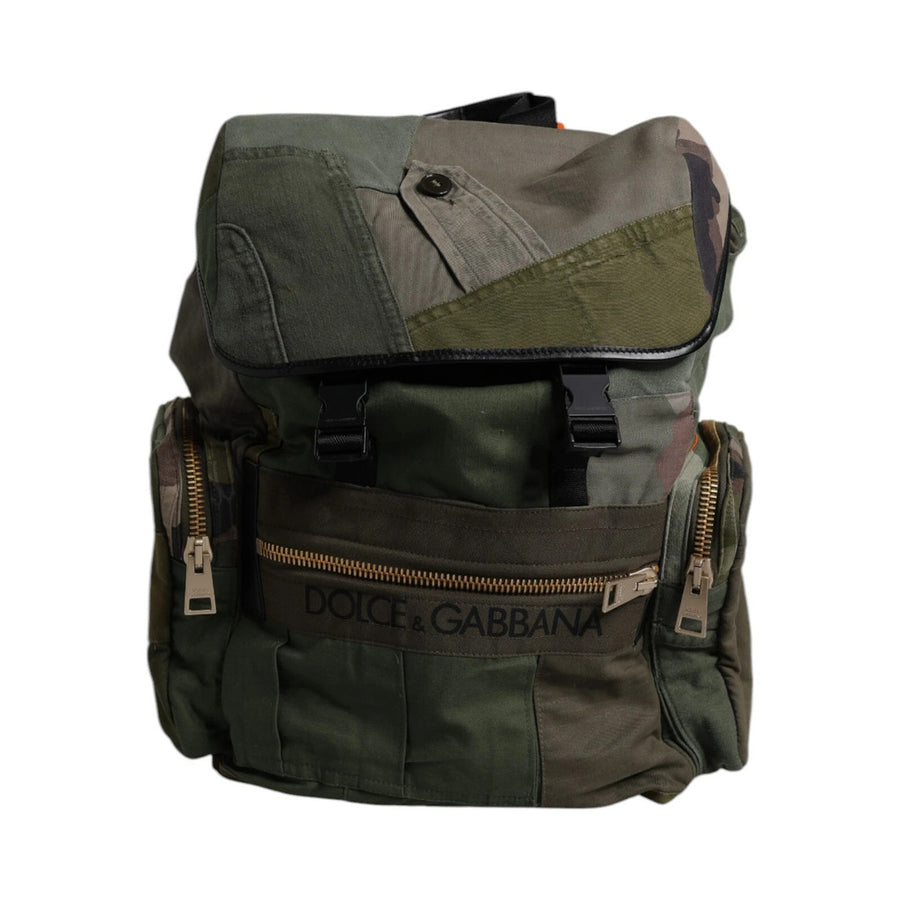 Dolce & Gabbana – camouflage military backpack – front view with flap and multiple zip pockets