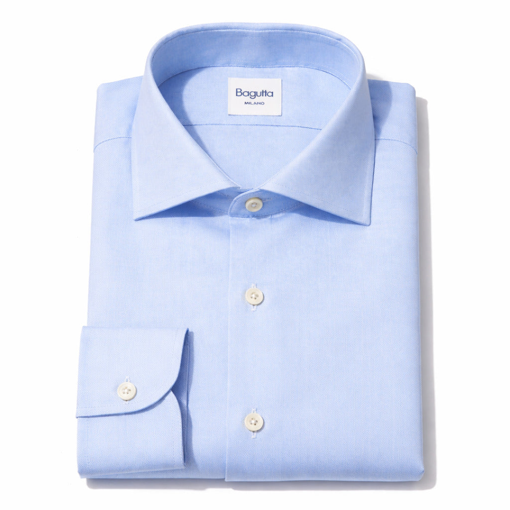 Bagutta – Walter light blue Oxford shirt – folded with label visible