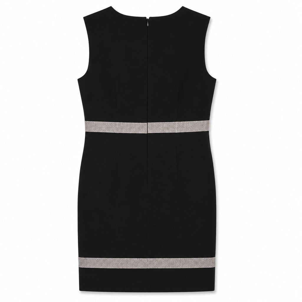 Dolce & Gabbana – black sleeveless crystal dress – back view with central zipper and bands