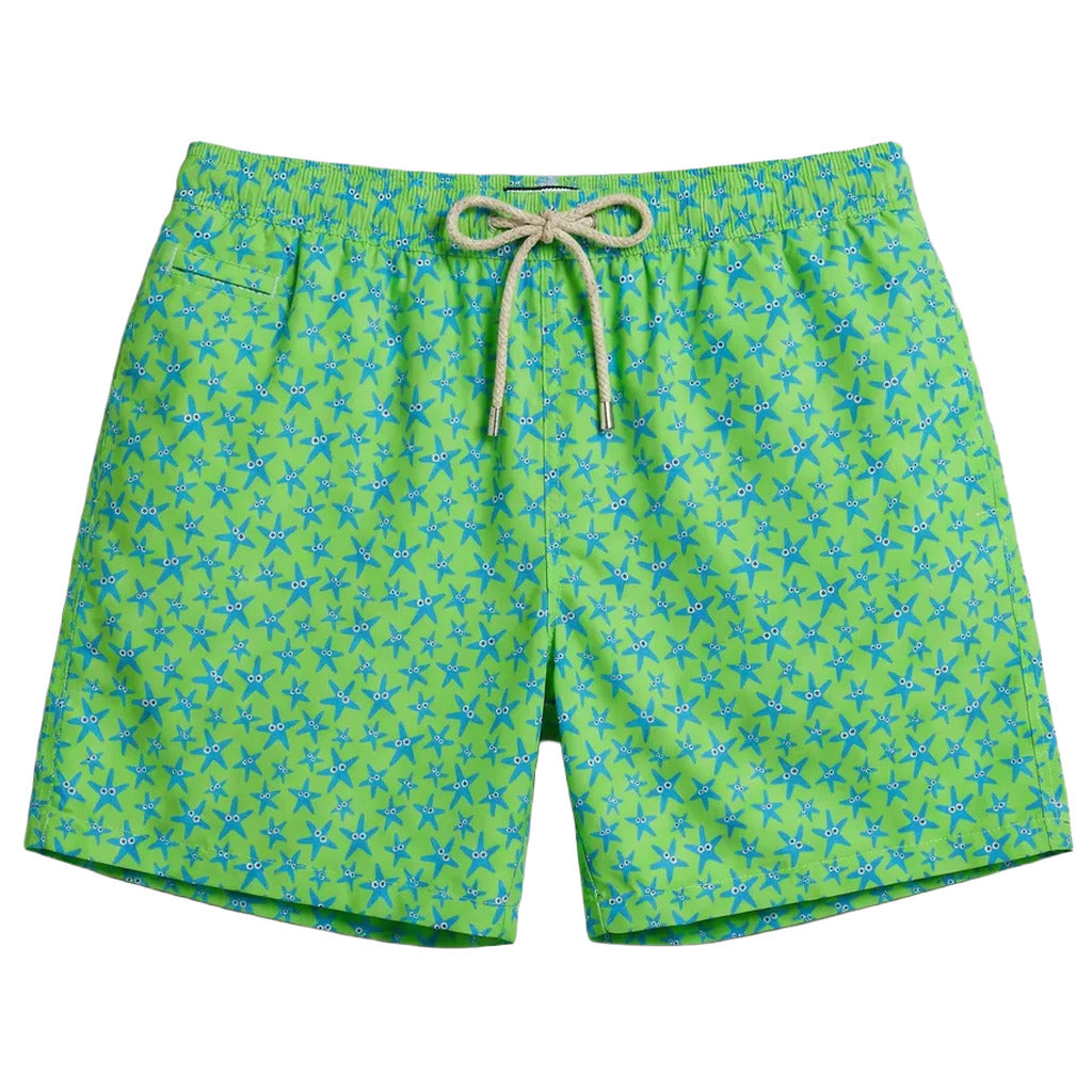 Mc2 Saint Barth – green starfish boxer swimsuit – front view with drawstring