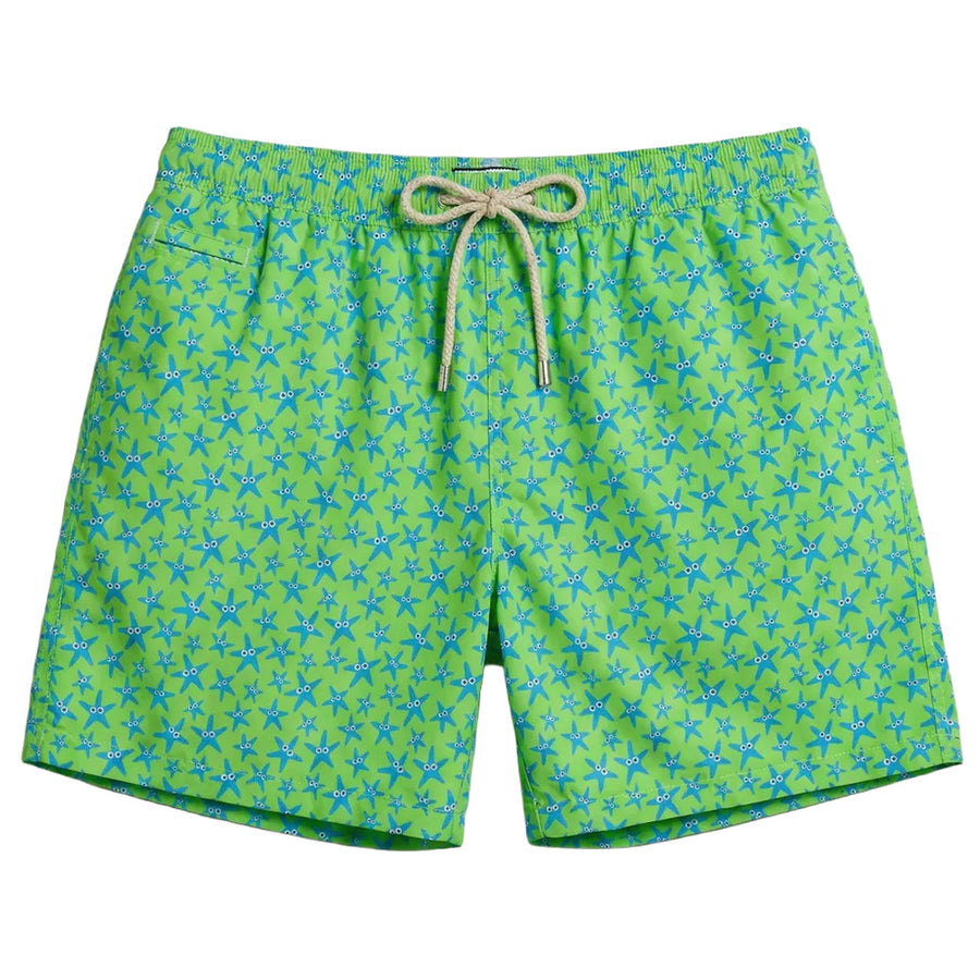 Mc2 Saint Barth – green starfish boxer swimsuit – front view with drawstring