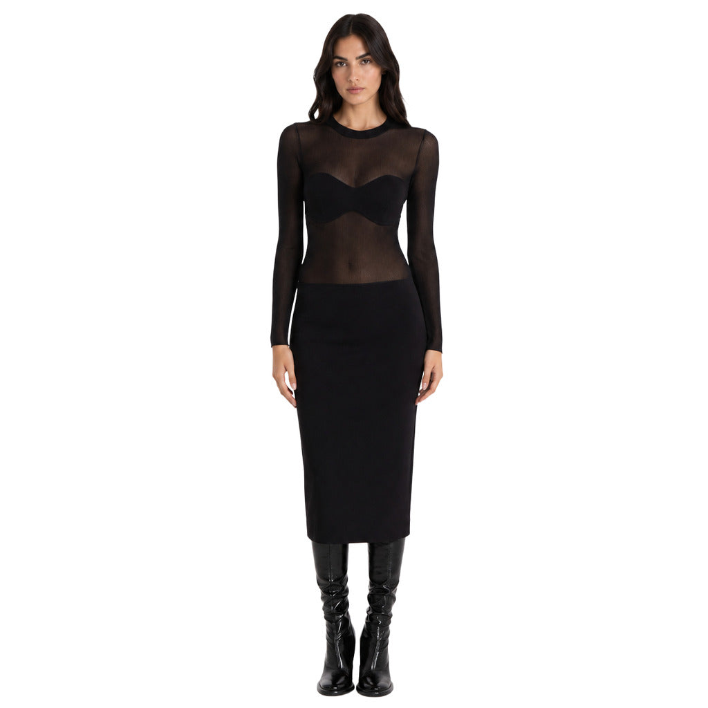 Patrizia Pepe – black slim-fit dress – front view on model
