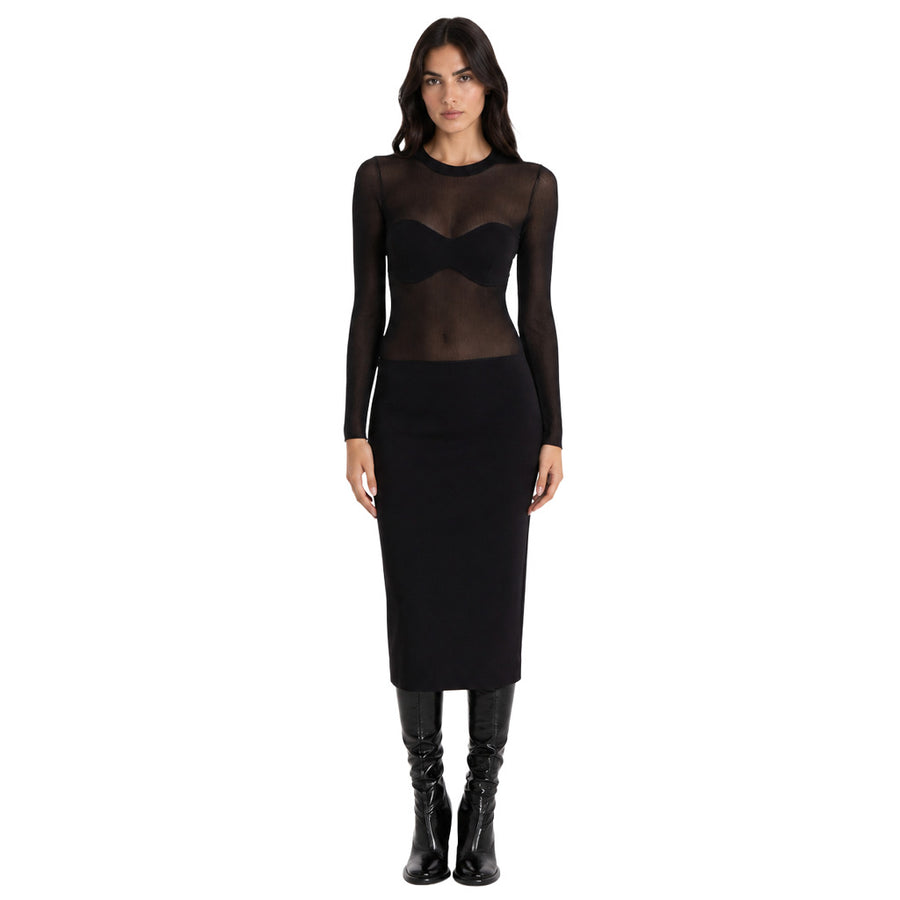 Patrizia Pepe – black slim-fit dress – front view on model