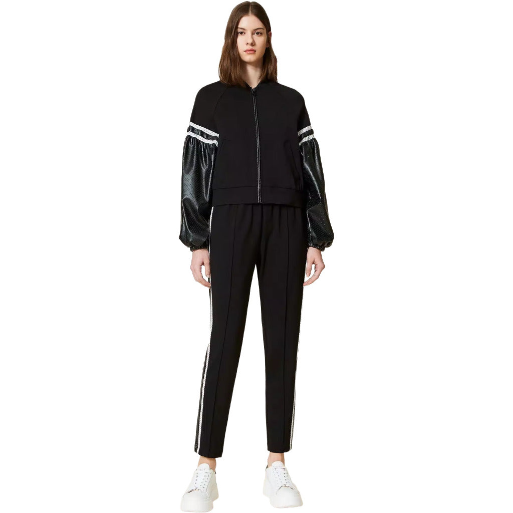 Twinset – black side-band trousers – front view worn with a matching jacket
