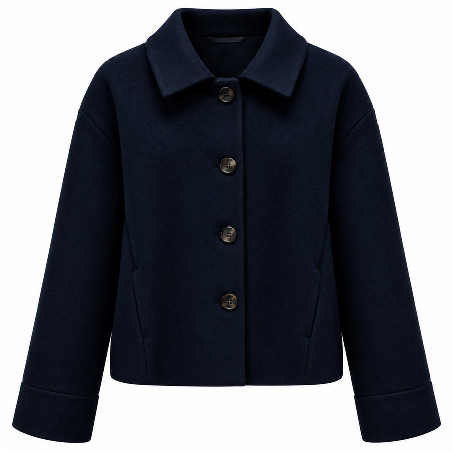 Loro Piana Tessuto – Short Coat in Virgin Wool – navy front view