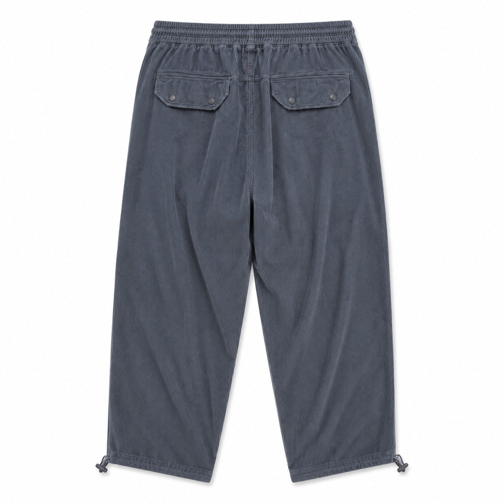 Parajumpers – Grey trousers with relaxed fit – Back flat lay showing flap pockets and drawcord hems