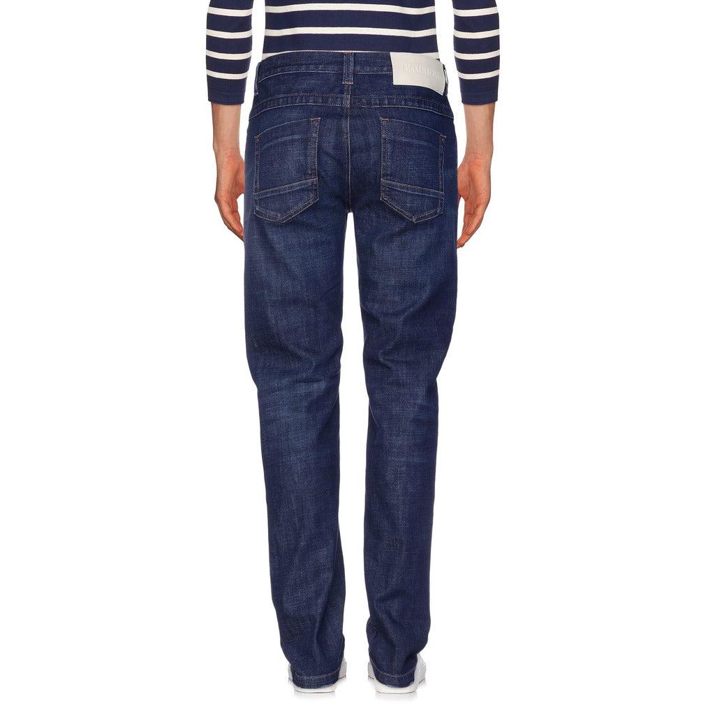 Bikkembergs – CQ10103_S3393-157B Regular-Fit Jeans in Dark Blue – back view worn, rear pockets visible