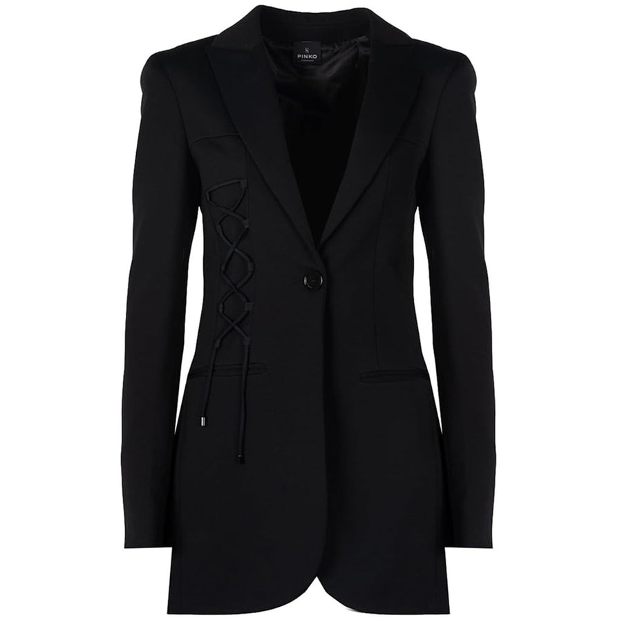 Pinko – Carpe Diem Jacket – front-facing black jacket shown as a flat packshot