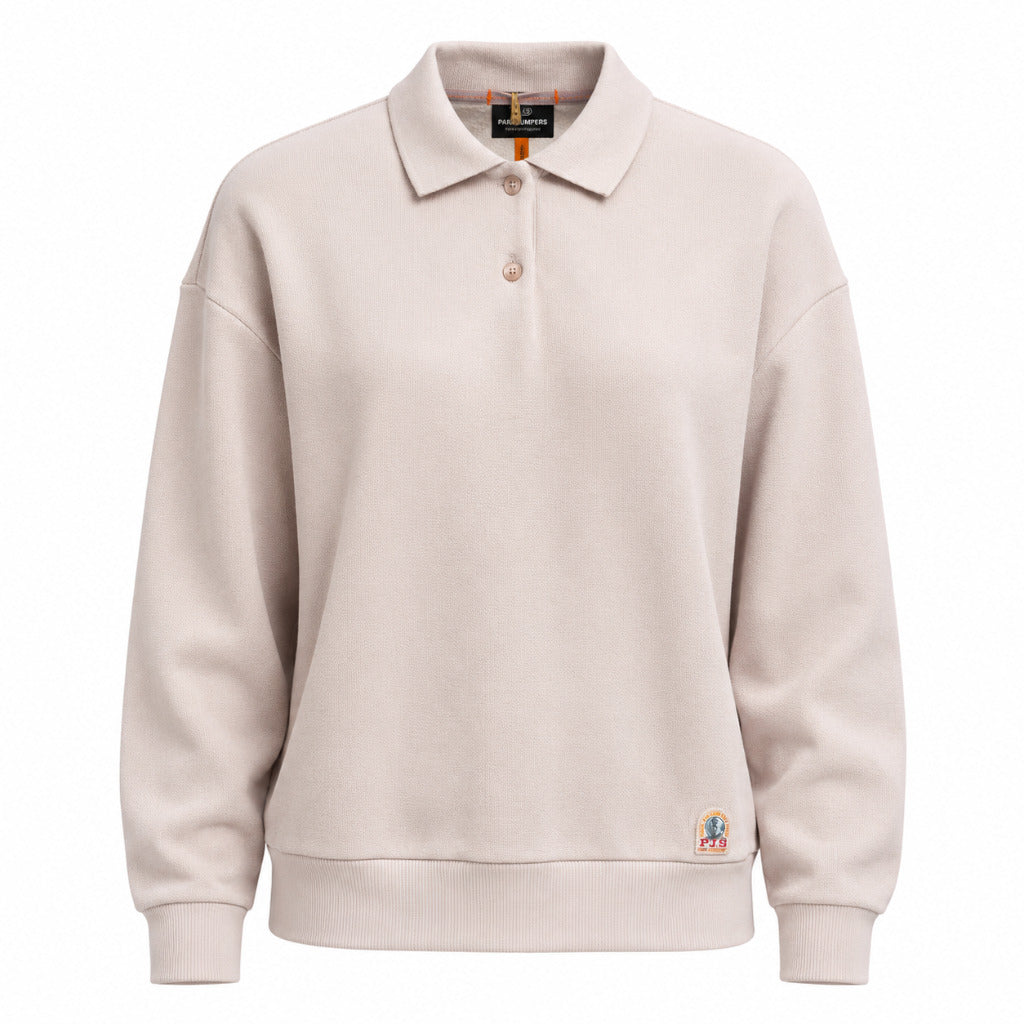 Parajumpers – Saranda pink collared sweatshirt – front flat lay with ribbed cuffs and hem