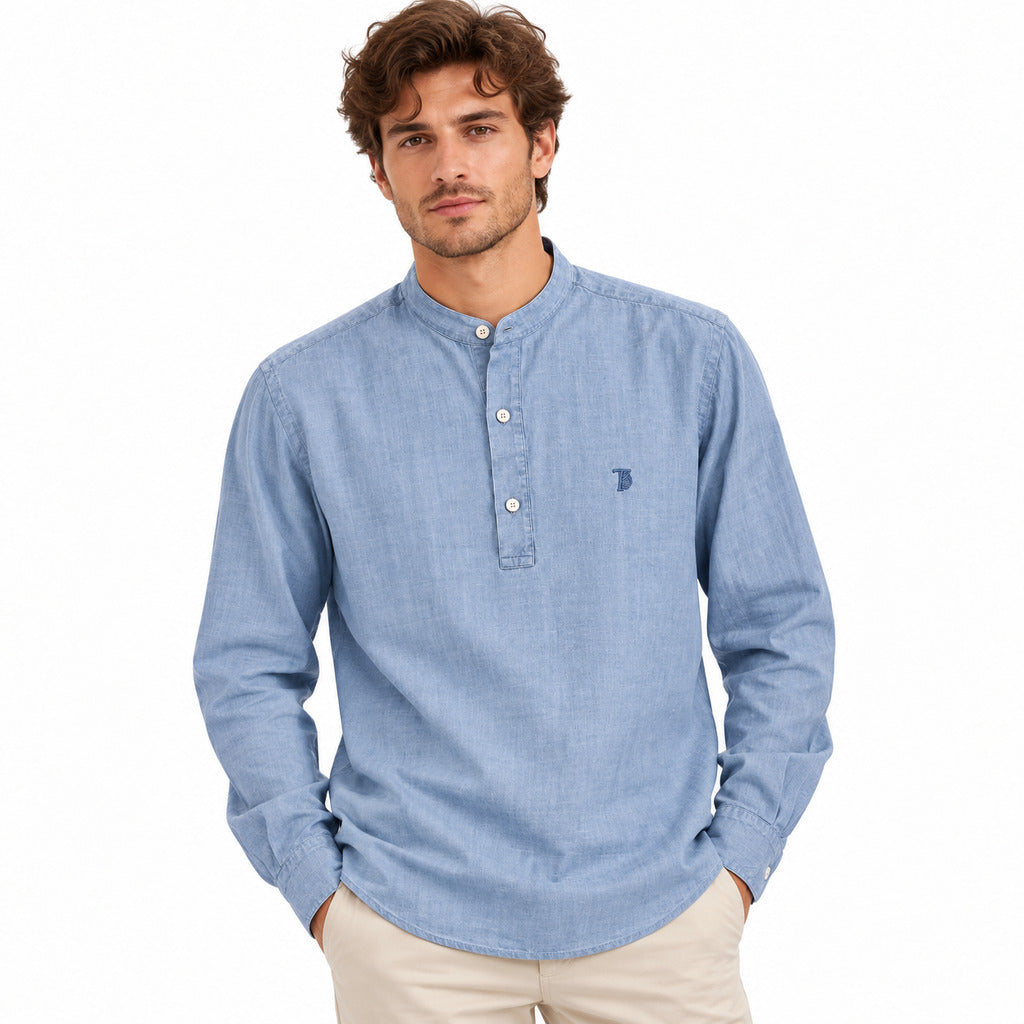 Tod'S – Long-Sleeved Mandarin-Collar Polo – model wearing it, front view