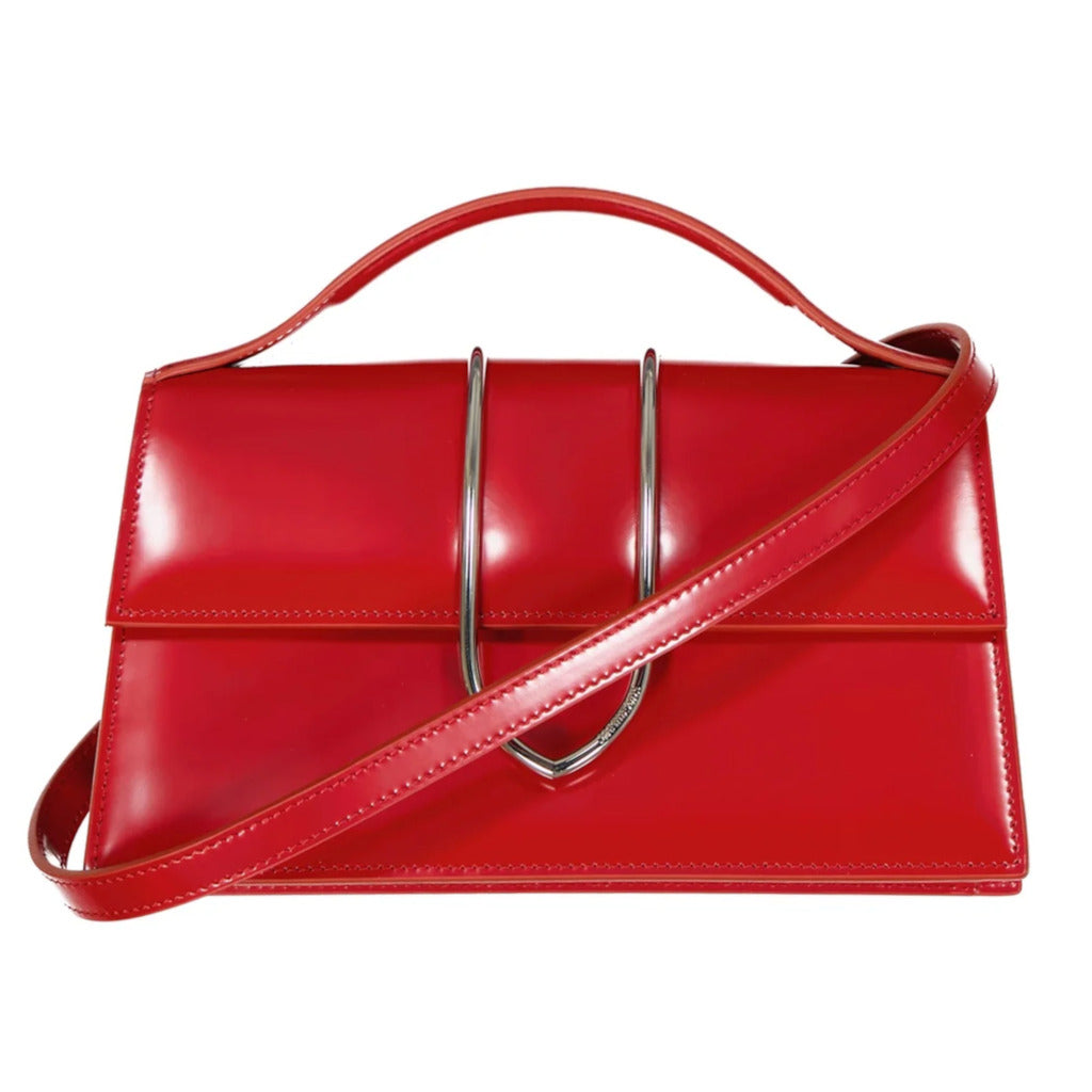 Jacquemus – Le Grand Bambino red leather shoulder bag – front view with silver-tone clasp