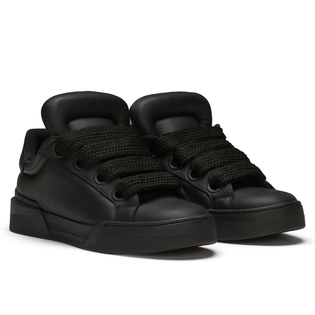 Dolce & Gabbana Portofino Sneakers in Black Lambskin