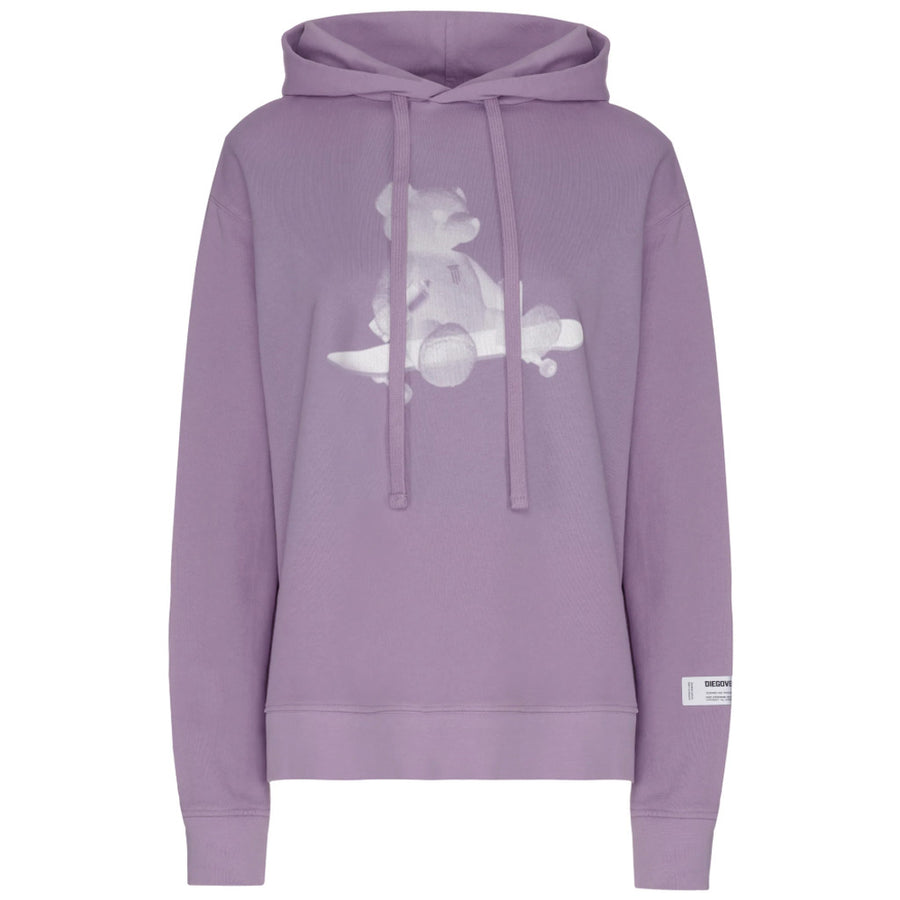 Diego Venturino – lilac bear-print hoodie with drawstrings – front flat packshot