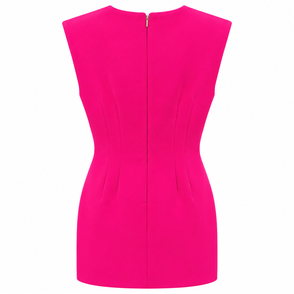 Dolce & Gabbana – fuchsia sleeveless sheath dress – back flat lay with centre zip