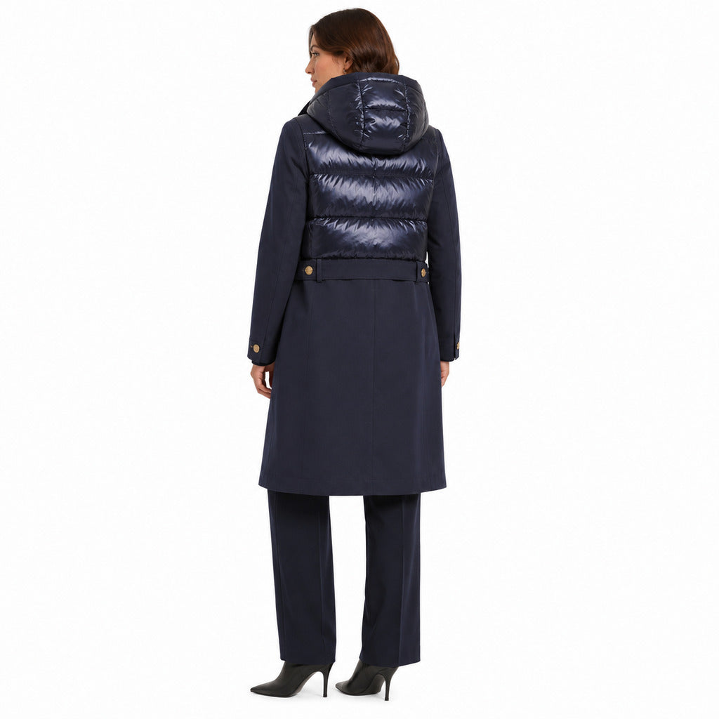 Parajumpers – Blue Mirai coat with glossy quilted hood – rear view