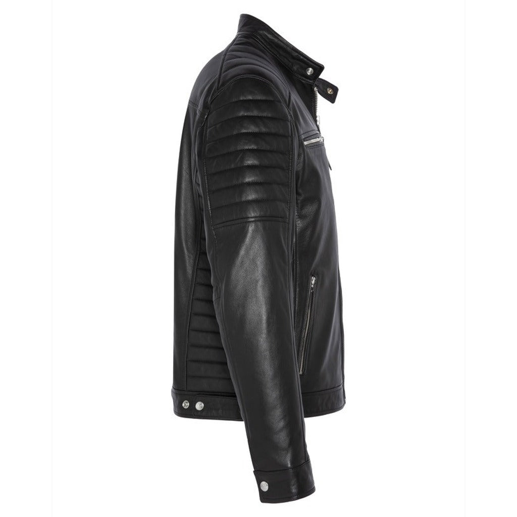 schott nyc - BIKER JACKET WITH QUILTED SLEEVES