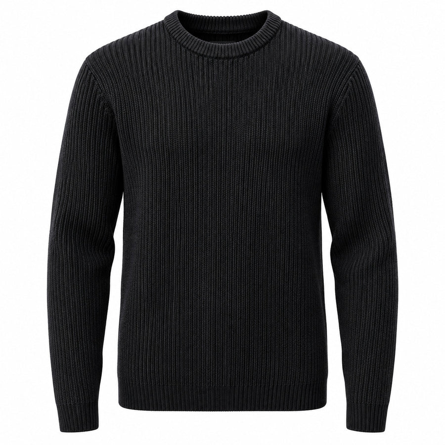 Dolce & Gabbana – Ribbed Wool Sweater in Midnight Blue – front flat view with ribbed knit