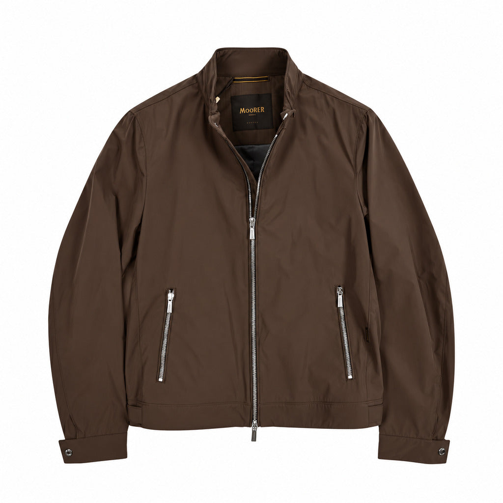 Moorer – Vangi Leather Jacket – front flat view with silver zippers and raised collar