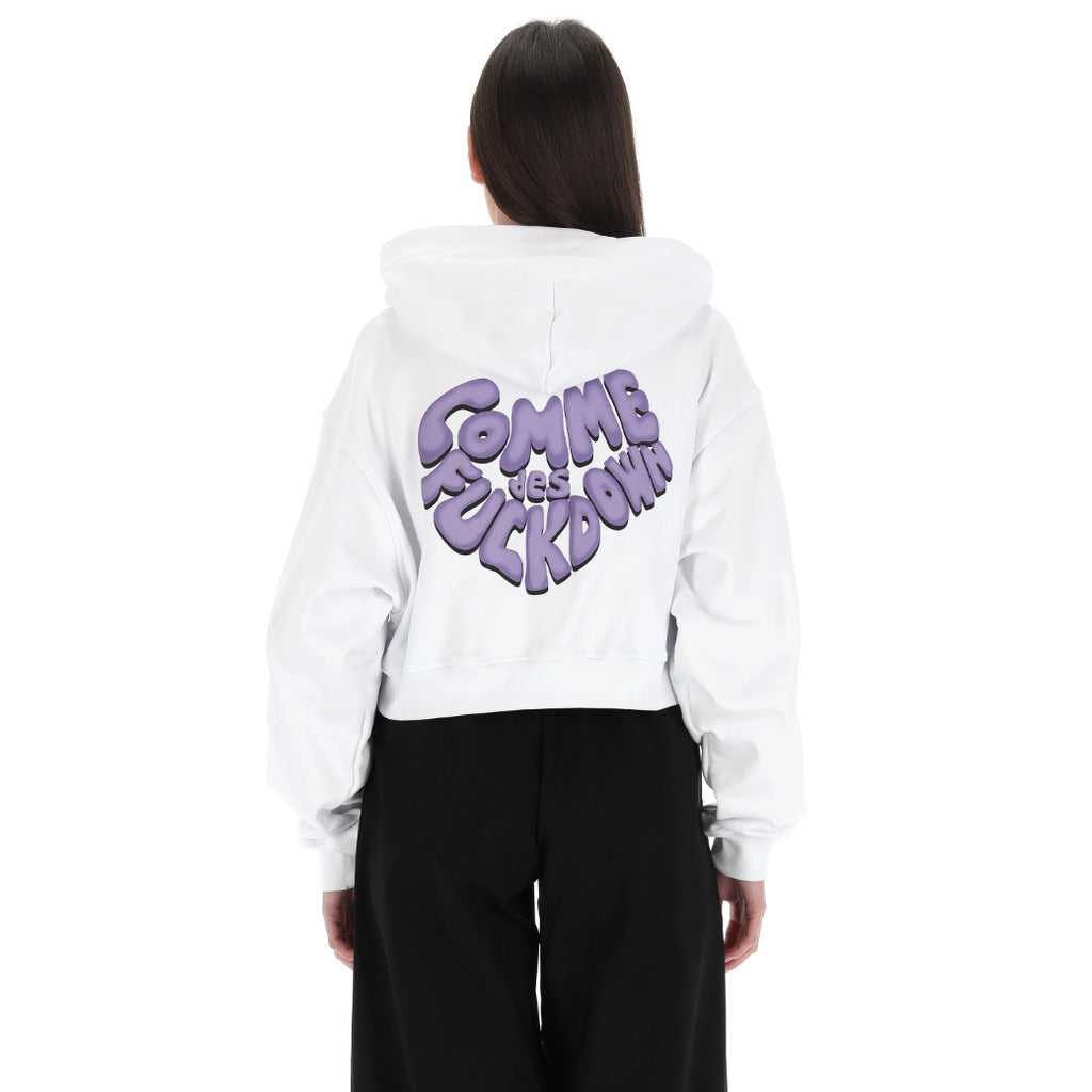 Comme Des Fuckdown Cropped Hoodie in White