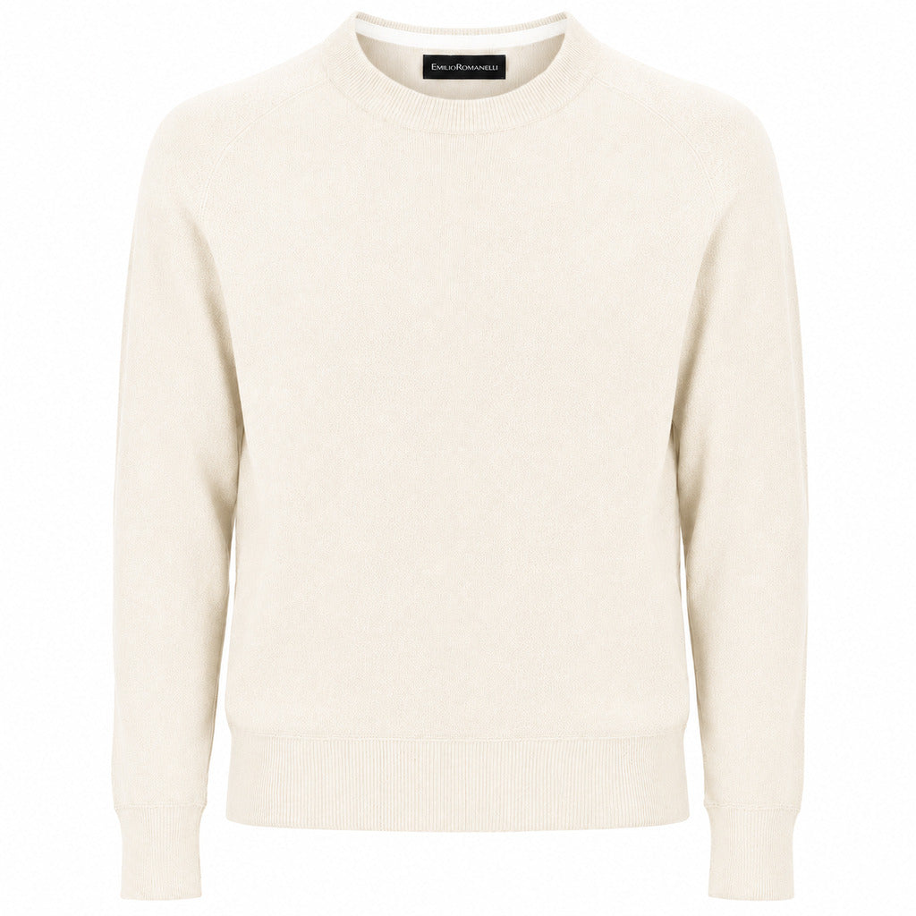 Emilio Romanelli – white cashmere crewneck sweater – front packshot on white background