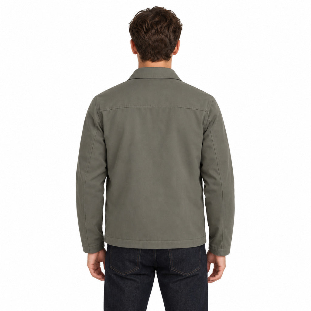 Moorer – Mitia Jacket – Model wearing military green jacket, back view