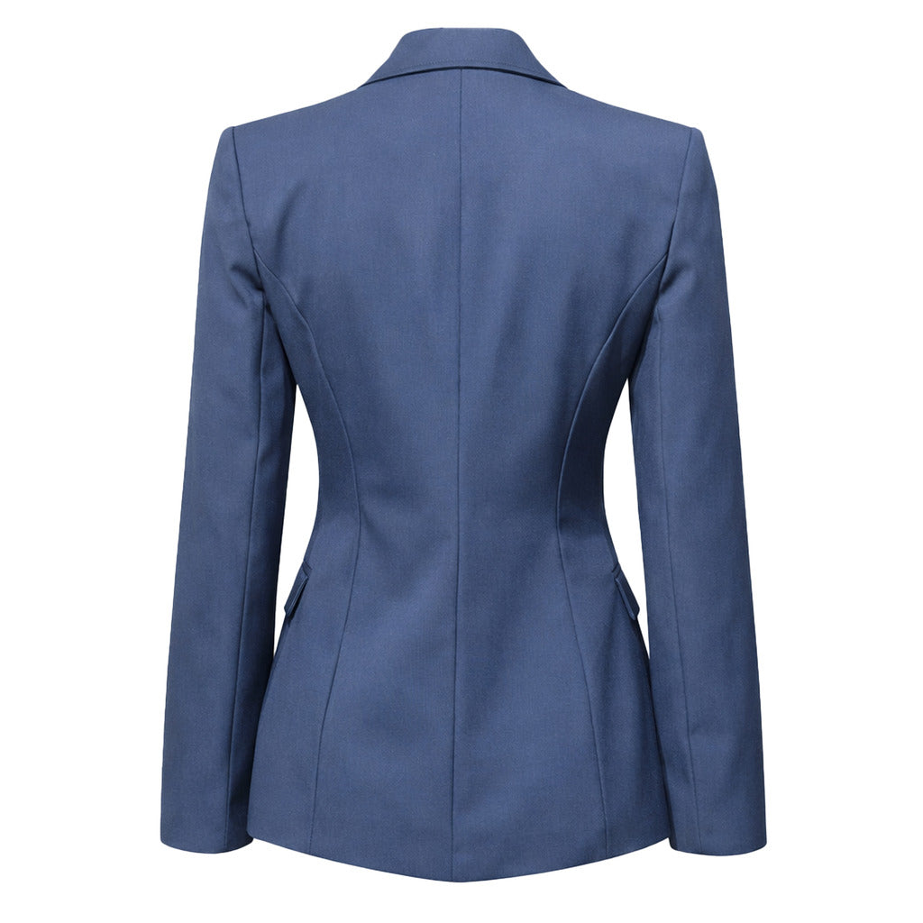 Patrizia Pepe – blue fitted single-breasted blazer – back view with centre seam