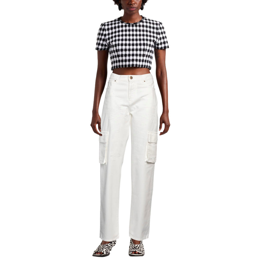Pinko Caty Cargo Trousers in White Denim