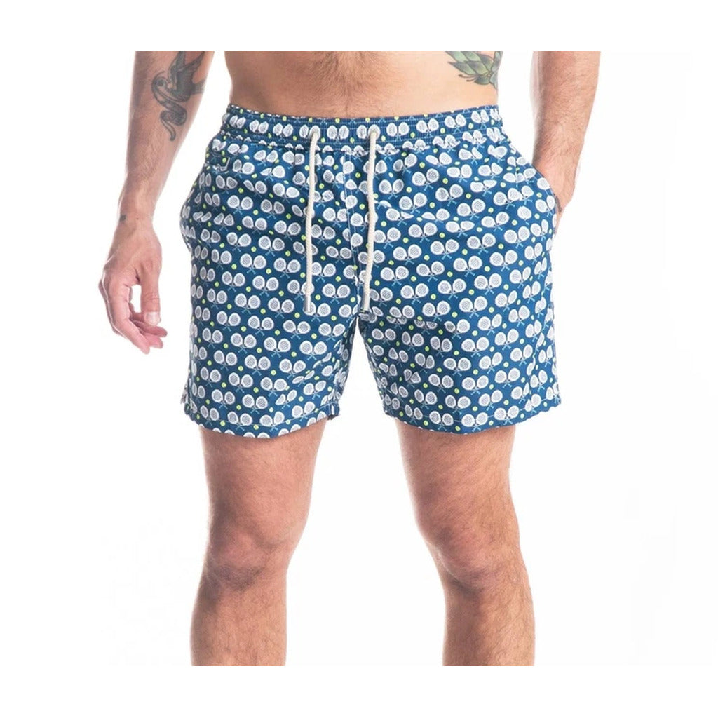 Mc2 Saint Barth – blue padel print swim shorts – front view worn by a model