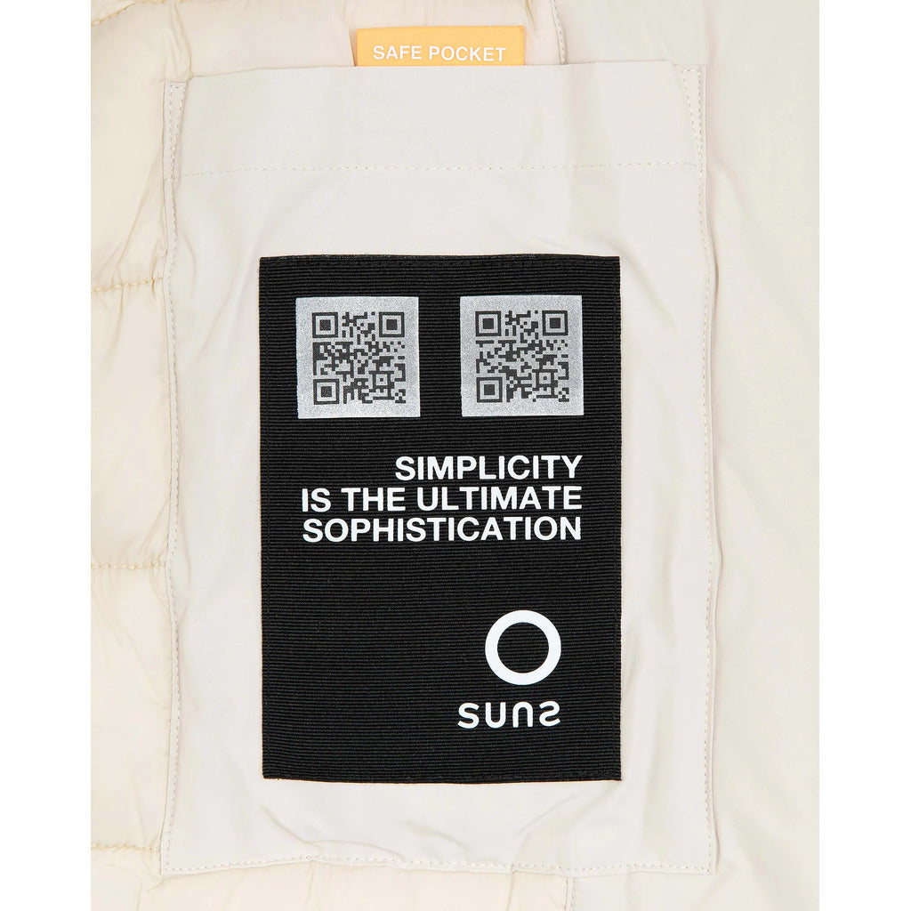 Suns – Flaminio Plus white padded jacket – inside pocket with label and QR codes