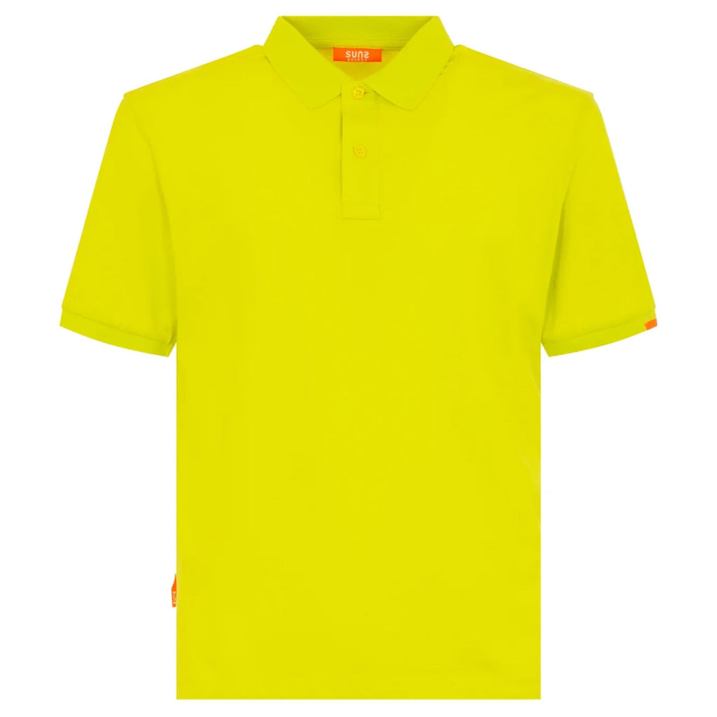Suns – Federico Back Trousers polo – bright yellow front view with orange accents
