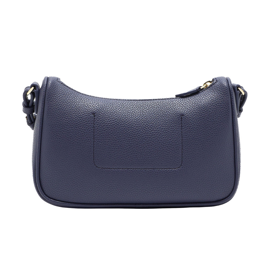 Emporio Armani – purple faux leather mini baguette shoulder bag – back view showing stitched slip pocket