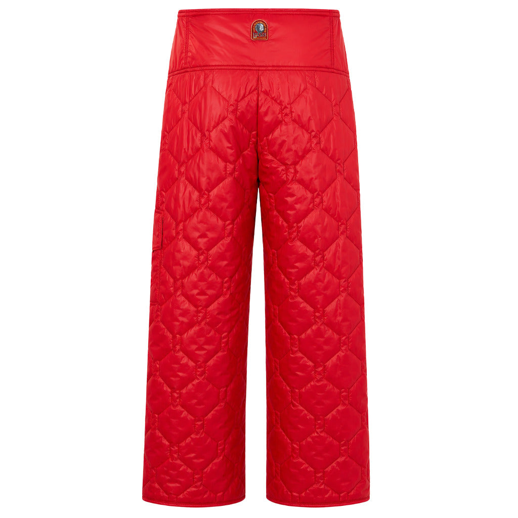 Parajumpers – red quilted wide-leg trousers – back flat lay with waistband label