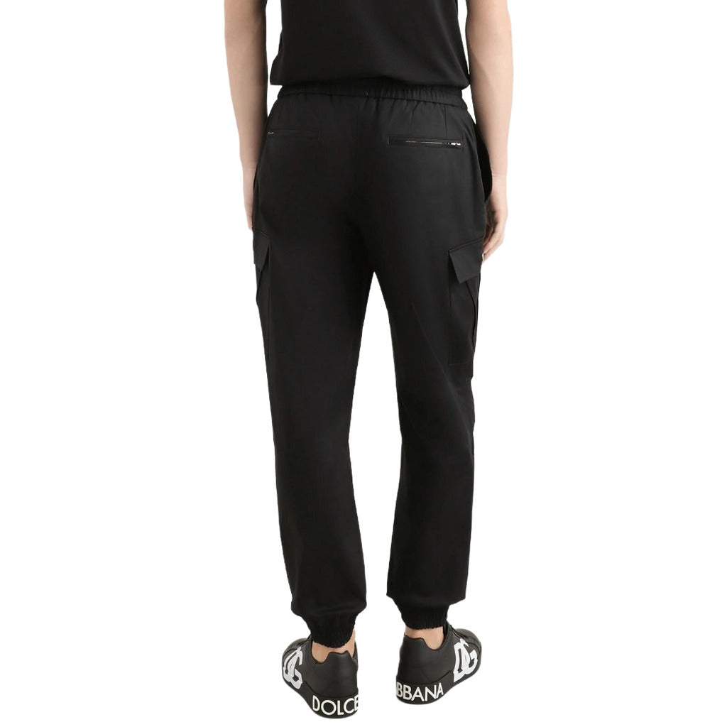 Dolce & Gabbana – black cotton cargo trousers – rear view worn with back pockets