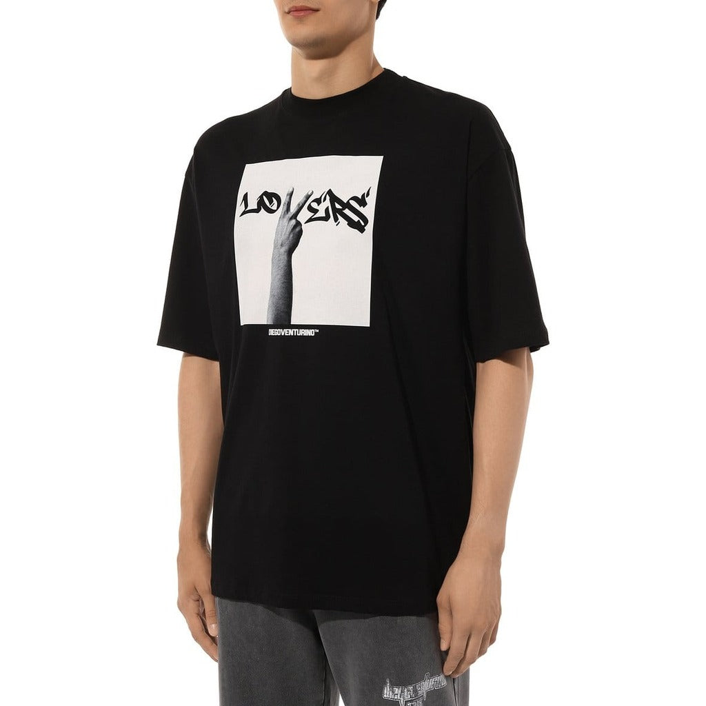 Diego Venturino Printed Cotton T-Shirt in Black