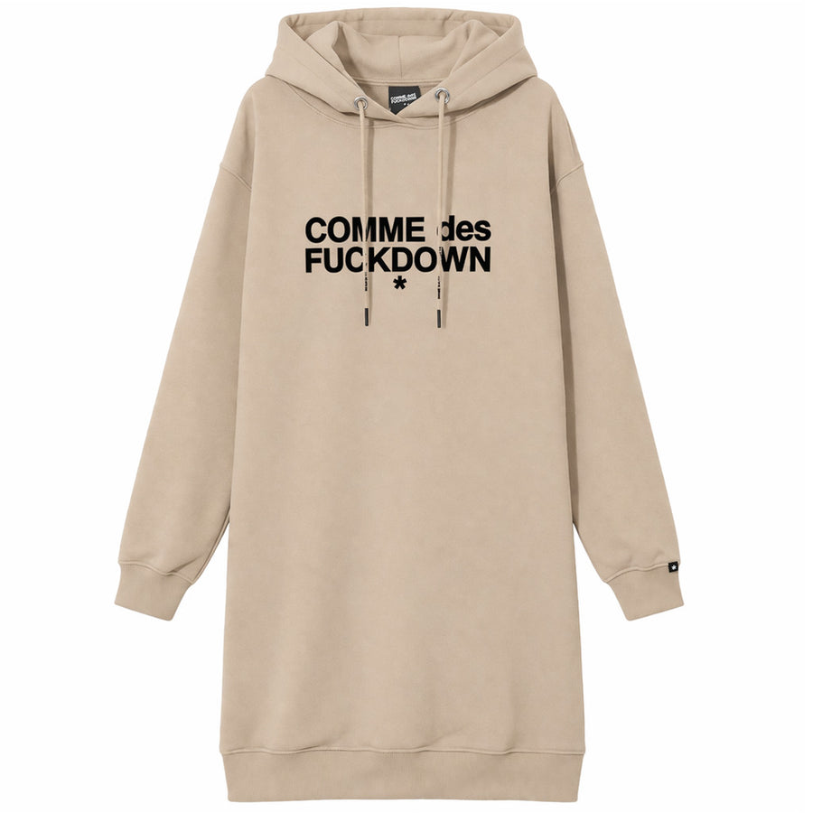 Comme Des Fuckdown Sweatshirt Dress in Beige