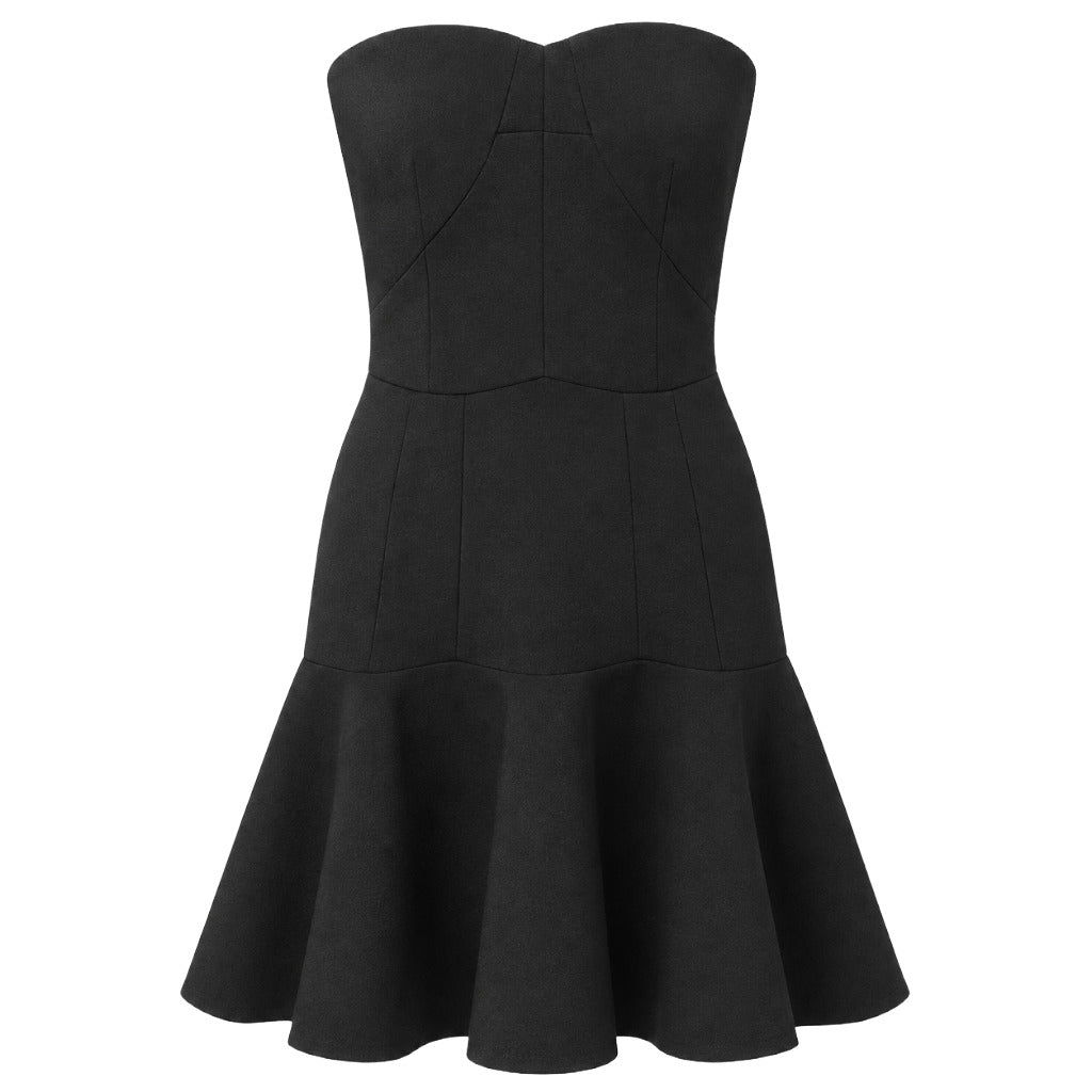 Dolce & Gabbana – black strapless flared dress – front view on white background