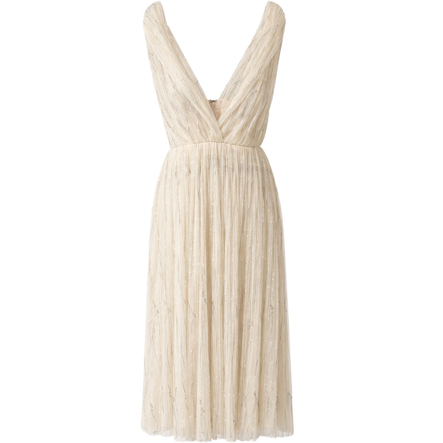 Elisabetta Franchi – white polka-dot tulle dress – flat front view