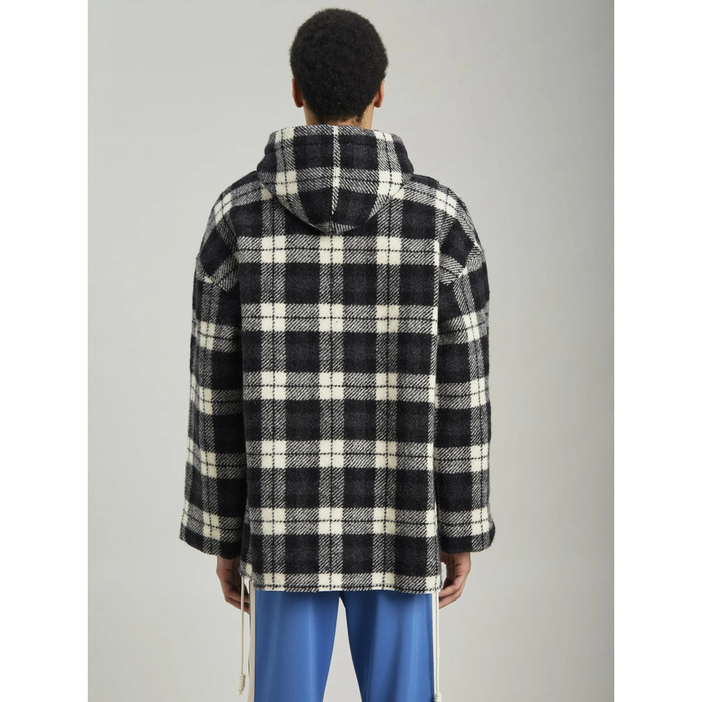 palm angels - archive check black sweatshirt, neckline detail
