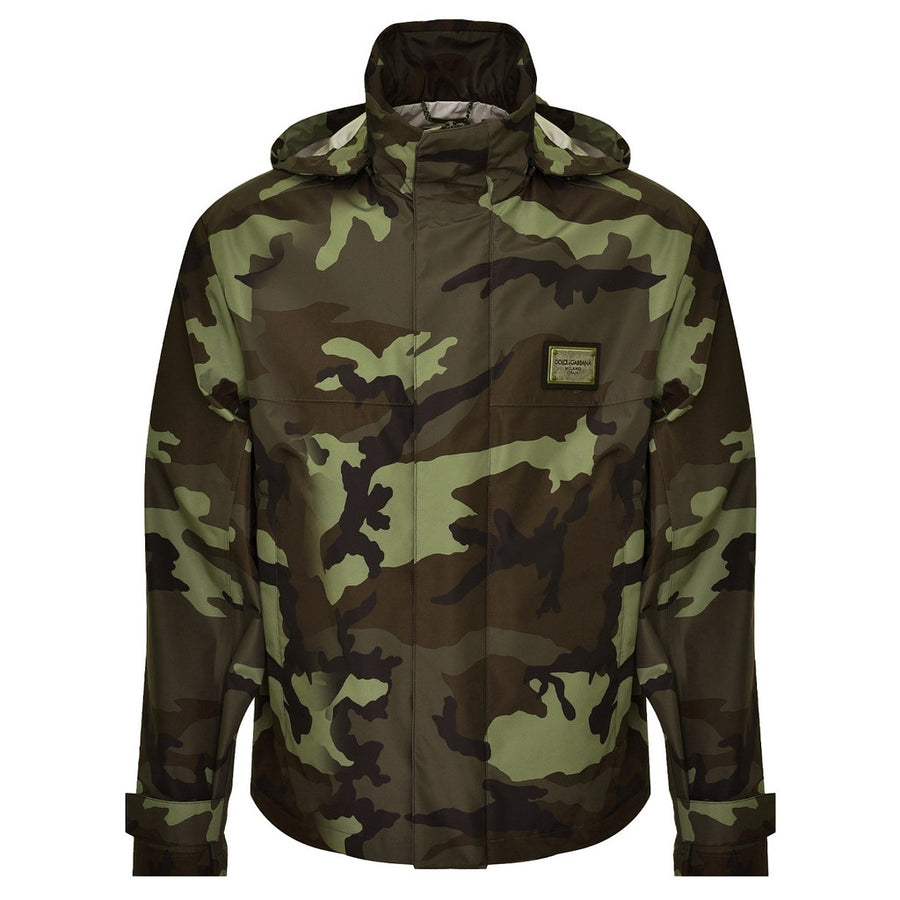 Dolce & Gabbana – camouflage hooded rain jacket – front packshot with chest label