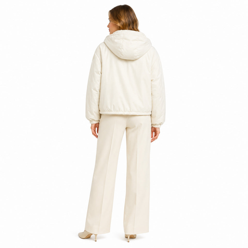 Parajumpers – Gafly beige hooded down jacket – back view worn by model
