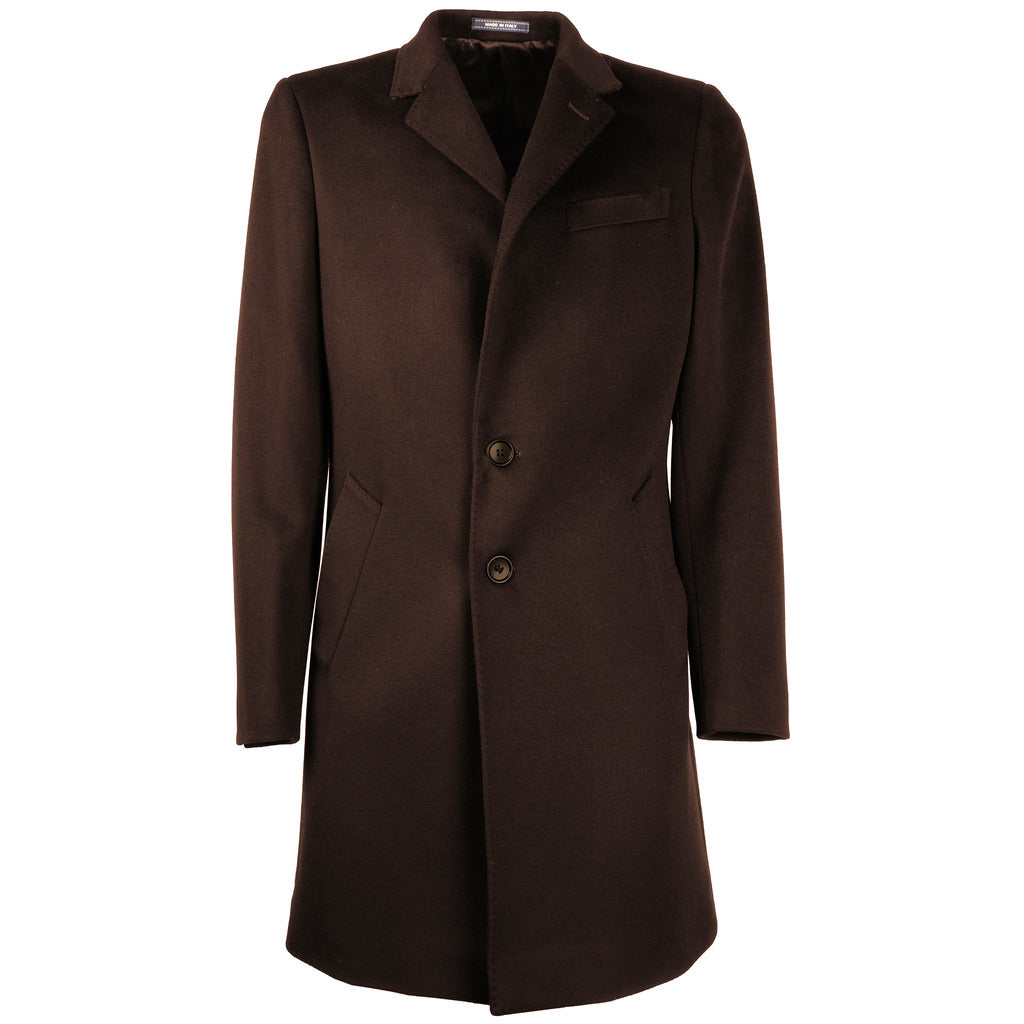 Loro Piana Tessuto – Capolavoro dark brown tailored coat – front-facing packshot on white background