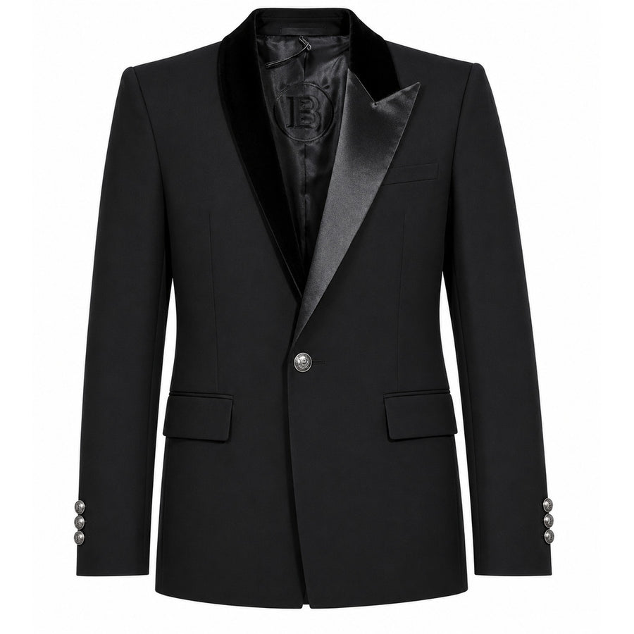 balmain - giacca asimmetrica rever velluto