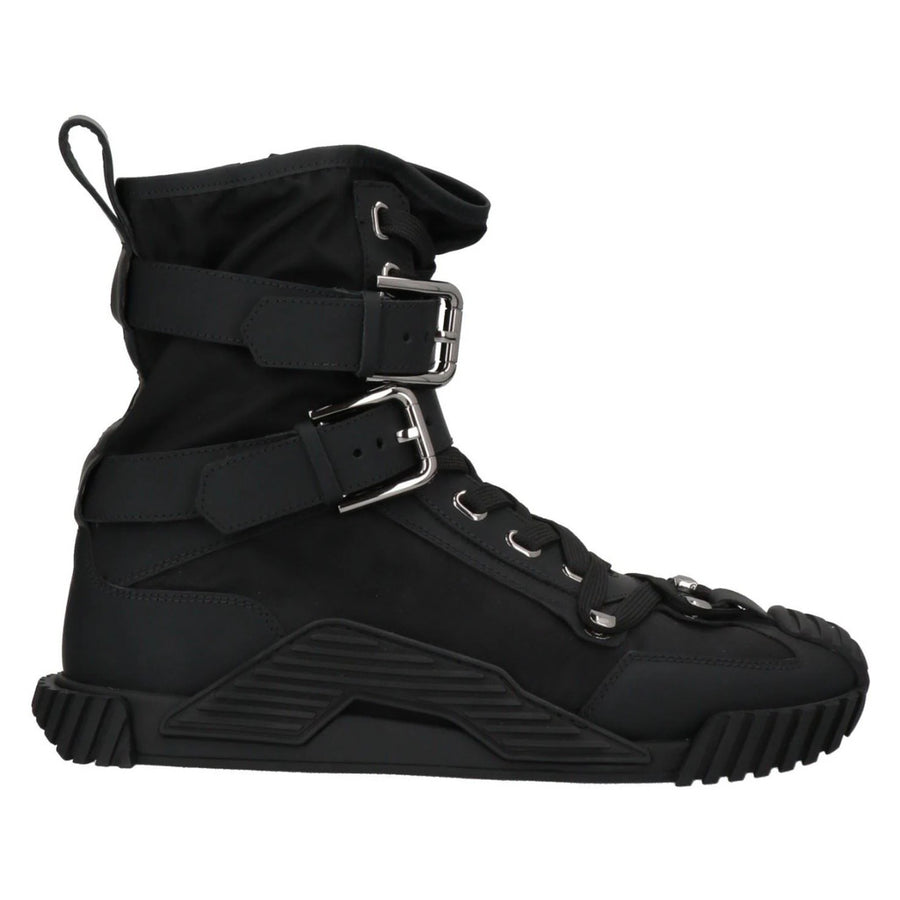 Dolce & Gabbana – black nylon and rubber high-top sneakers – side profile