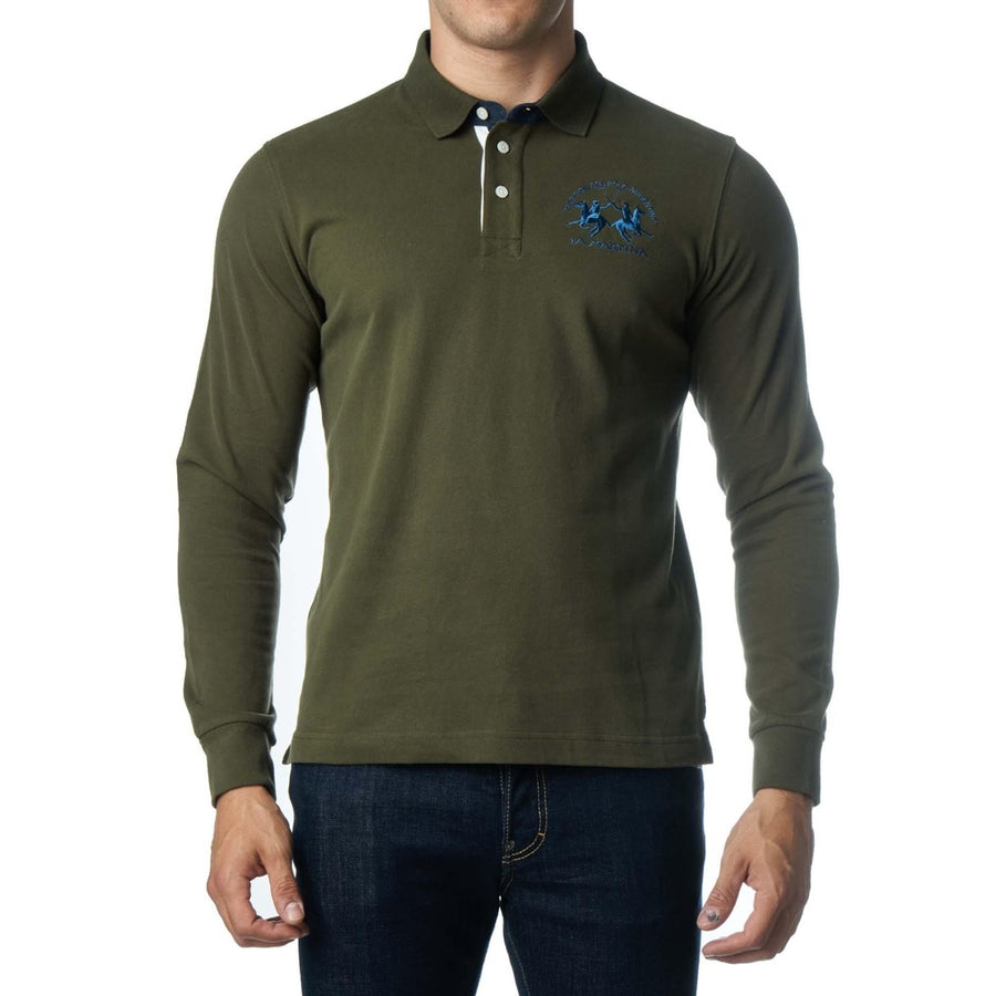 La Martina – Heavy Jersey Polo Shirt in Green – Front view with chest logo