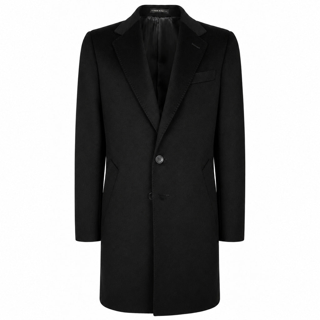 Loro Piana Tessuto – Capolavoro Coat in Midnight Blue – Front packshot showing the coat in black