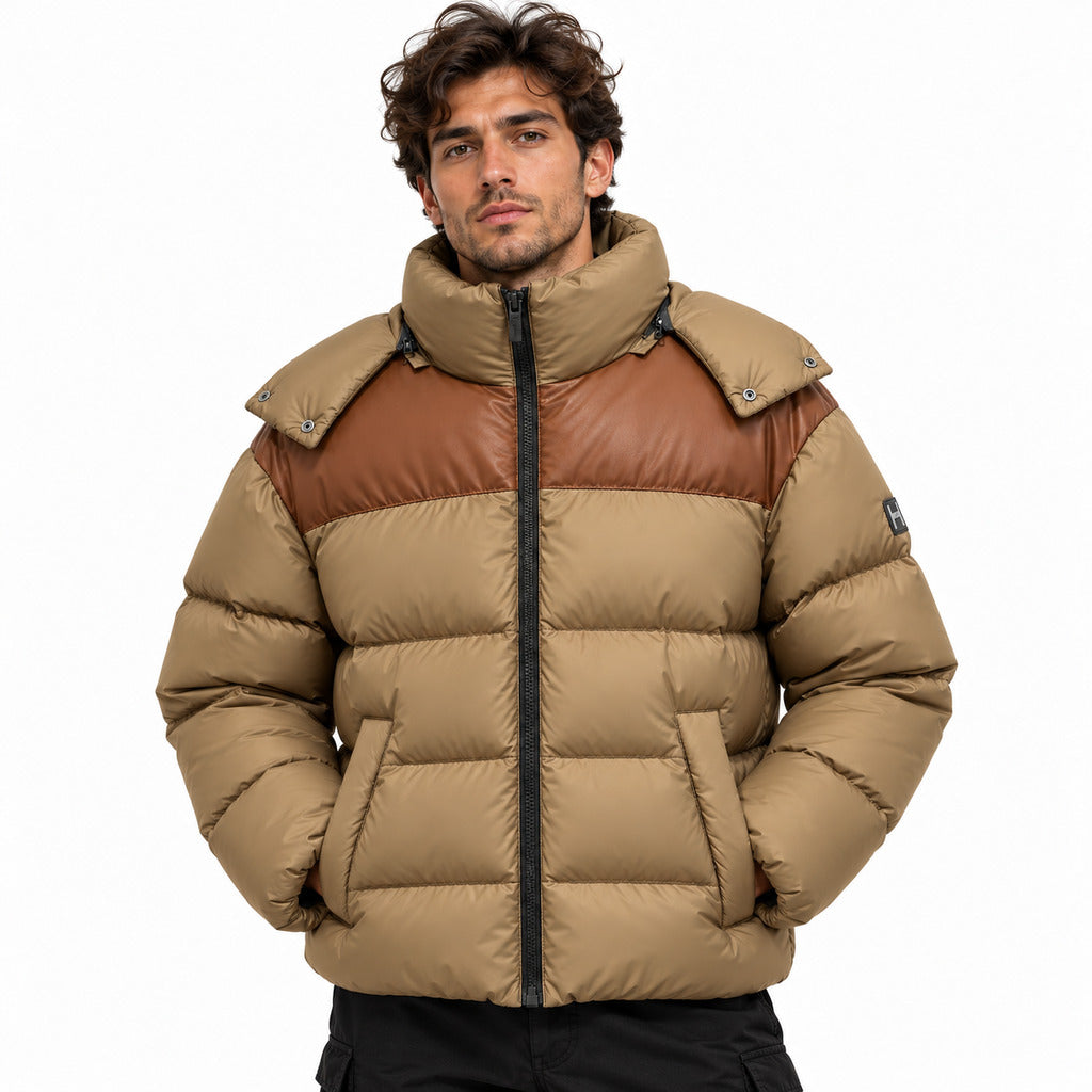 Hogan – Hooded Padded Jacket in Green – front view worn by a man