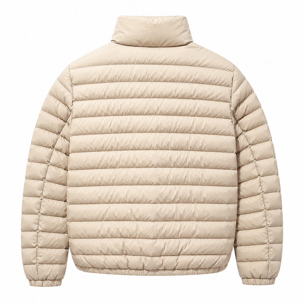 Parajumpers – Winona beige down jacket – back packshot showing horizontal quilting and high collar