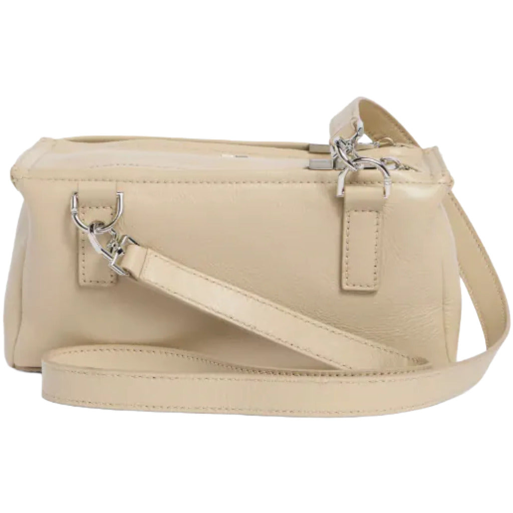 Givenchy – beige calfskin Pandora Mini crossbody bag – rear view with detachable strap