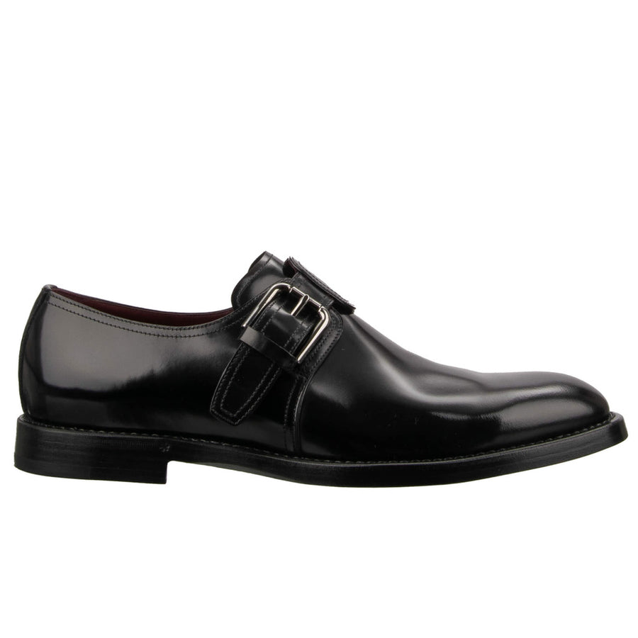 Dolce & Gabbana – black brushed calfskin Derby shoes – side profile with buckle